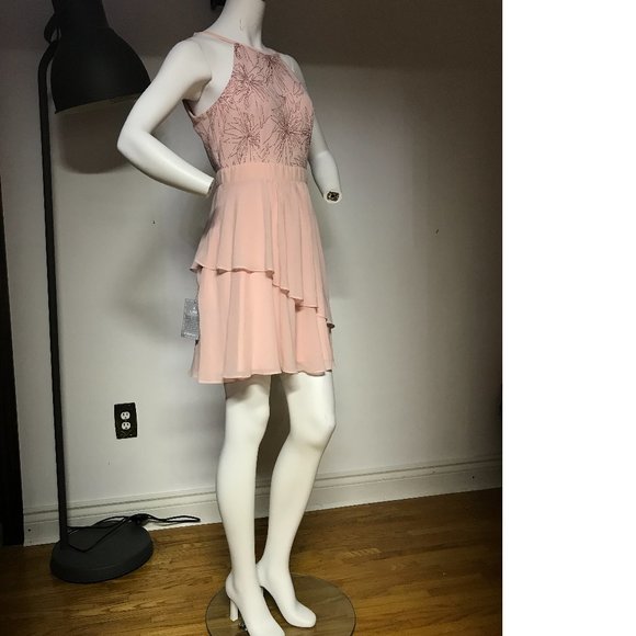 Le Chateau PLUS SIZE Blush Pink Rose Gold Champagne Fit Flare Prom summer dress - Picture 2 of 9